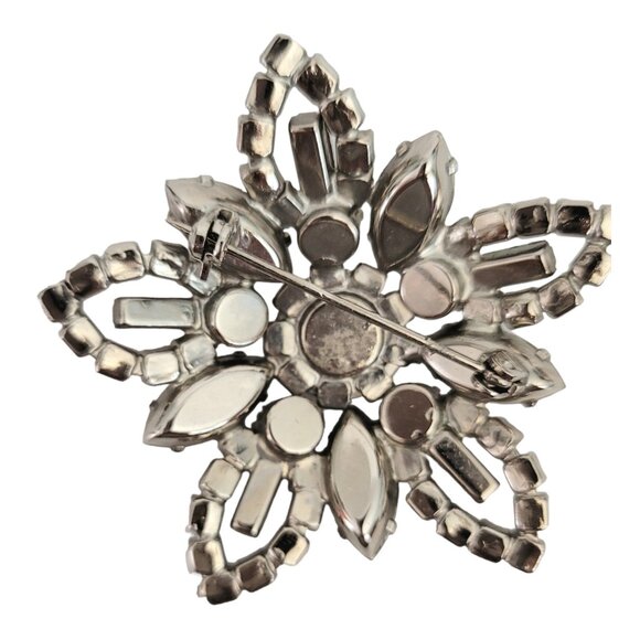 Silver Tone Clear Rhinestone Star Brooch, Pin M424 - Picture 2 of 4